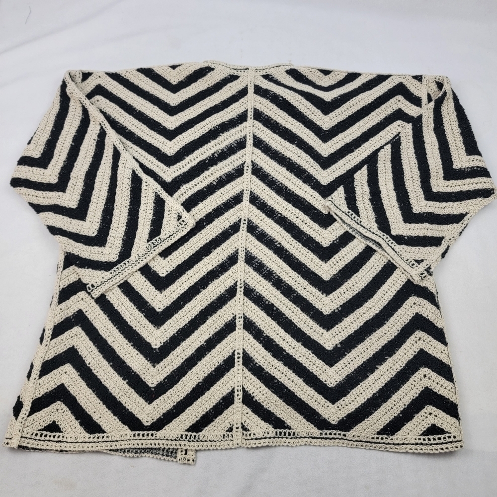 NWOT Zredara black and cream open front cardigan jacket - Picture 4 of 5